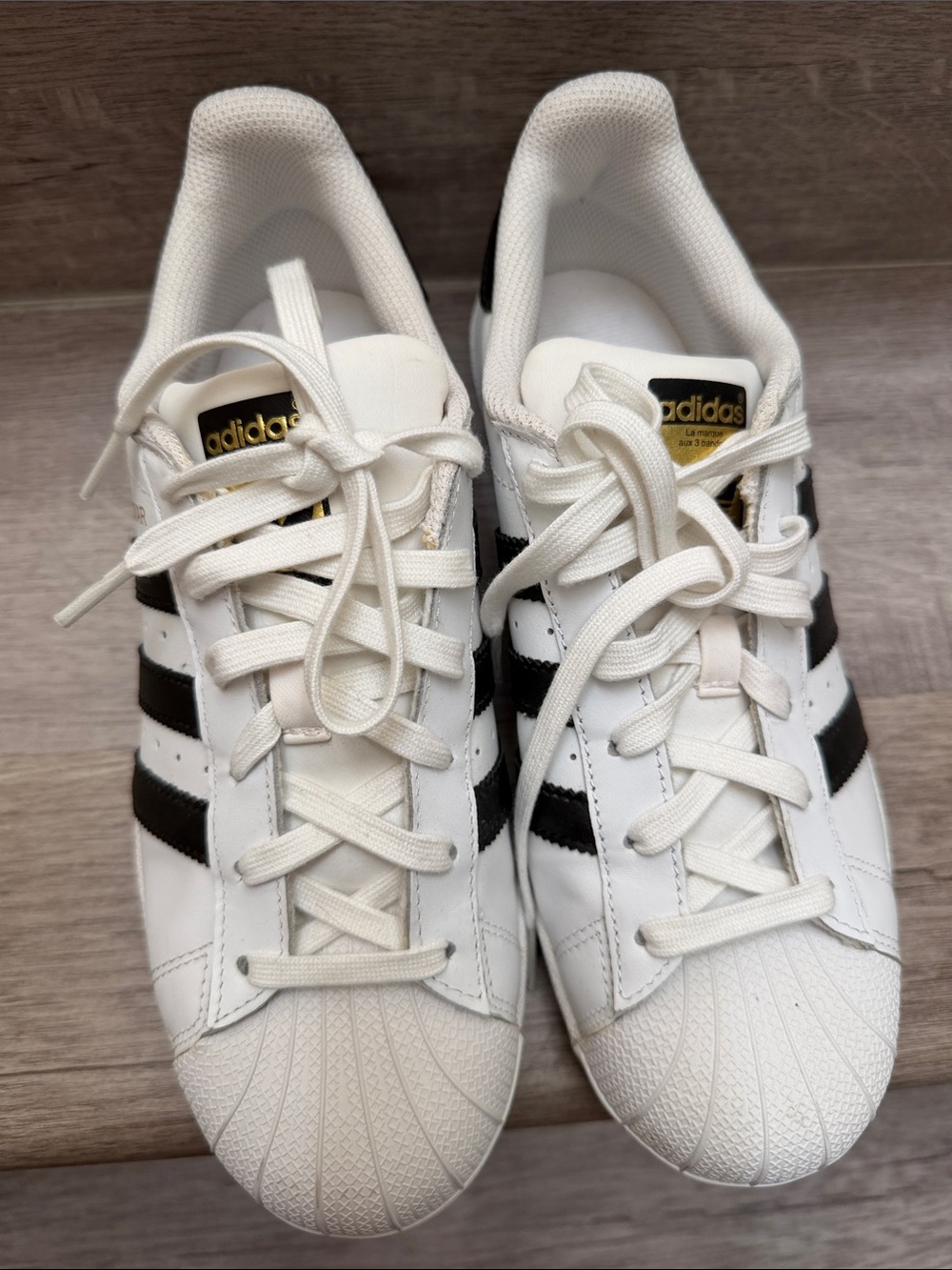 Adidas Superstar White and Black Classic Low-Top Sneakers
